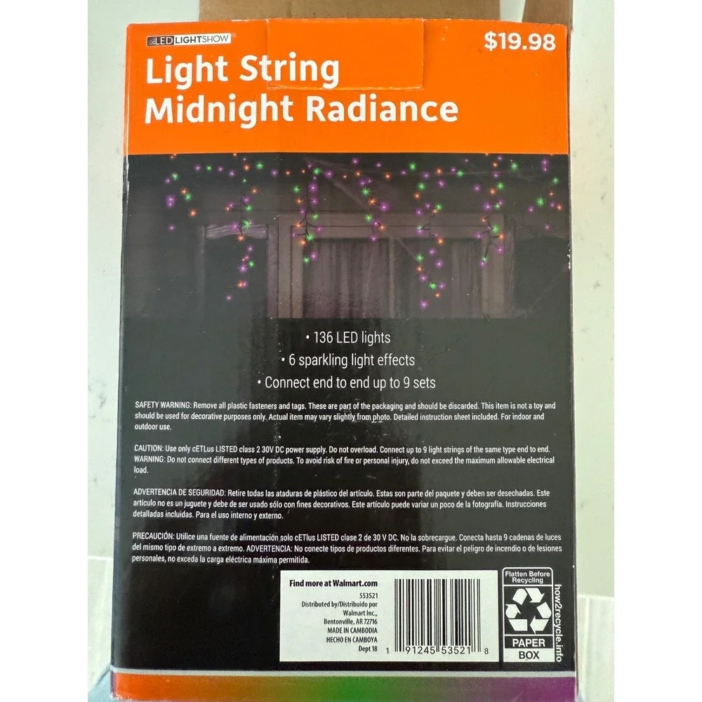 Led GEMMY‎ ICICLE LIGHTS PURPLE, ORANGE, GREEN Midnight Radiance 6ft Halloween